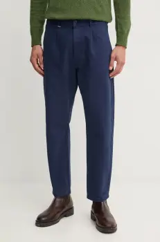 United Colors of Benetton pantaloni de bumbac culoarea albastru marin, cu fason chinos, 43OZUE01M imagine