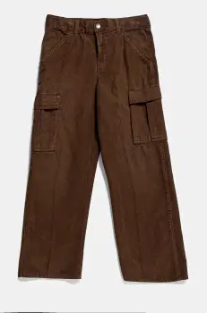 United Colors of Benetton pantaloni de bumbac pentru copii culoarea maro, neted, 480WCF03W imagine