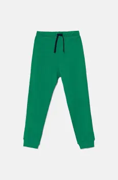 United Colors of Benetton pantaloni de bumbac pentru copii culoarea verde, neted, 3J68CF058 imagine