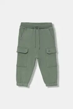 United Colors of Benetton pantaloni de bumbac pentru copii culoarea verde, uni, 3J68GF045 imagine