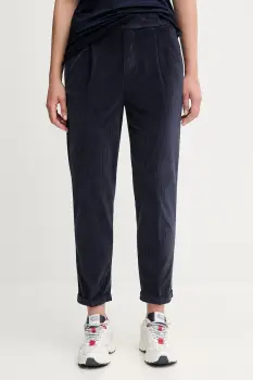 United Colors of Benetton pantaloni de catifea cord culoarea bleumarin, drept, high waist, 4HA2556K4 imagine