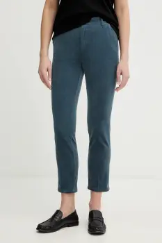 United Colors of Benetton pantaloni de catifea cord culoarea bleumarin, fason tigareta, high waist, 4MIQDF07W imagine