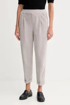 United Colors of Benetton pantaloni de catifea cord culoarea gri, drept, high waist, 4HA2556K4 imagine