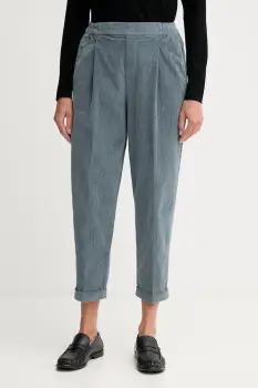 United Colors of Benetton pantaloni de catifea cord culoarea gri, drept, high waist, 4HA2556K4 imagine