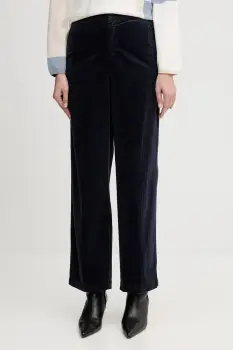 United Colors of Benetton pantaloni de catifea cord culoarea negru, drept, high waist, 4HA2DF07I imagine