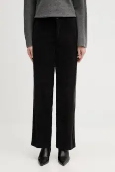 United Colors of Benetton pantaloni de catifea cord culoarea negru, drept, high waist, 4HA2DF07I imagine