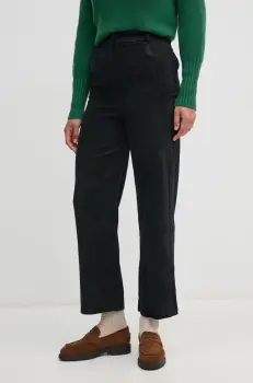 United Colors of Benetton pantaloni de catifea cord culoarea negru, drept, high waist, 4Q5GDF07E imagine