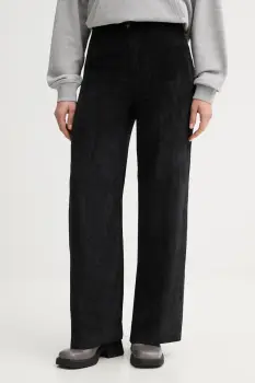 United Colors of Benetton pantaloni de catifea cord culoarea negru, drept, high waist, 4Q5GDF0AI imagine