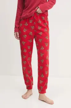 United Colors of Benetton pantaloni de pijama femei, culoarea rosu, 3XGC3F03W imagine
