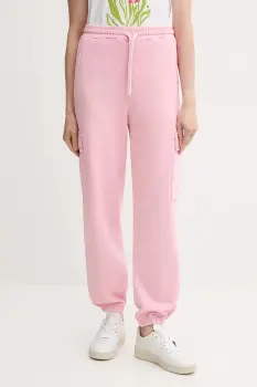 United Colors of Benetton pantaloni de trening din bumbac culoarea roz, uni, 39BLDF01B imagine