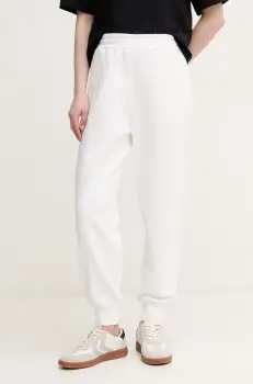 United Colors of Benetton pantaloni de trening din bumbac femei, culoarea alb, neted, 3UNIDF01A imagine