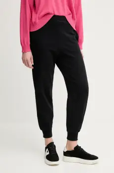 United Colors of Benetton pantaloni de trening din bumbac femei, culoarea negru, neted, 3UNIDF01A imagine