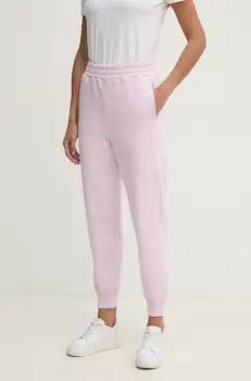 United Colors of Benetton pantaloni de trening din bumbac femei, culoarea roz, uni, 3UNIDF01A imagine