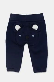United Colors of Benetton pantaloni de trening din bumbac pentru bebelusi culoarea bleumarin, uni, 3J70AF029 imagine