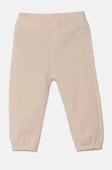 United Colors of Benetton pantaloni de trening din bumbac pentru bebelusi culoarea portocaliu, cu imprimeu, 3J70AF01T imagine
