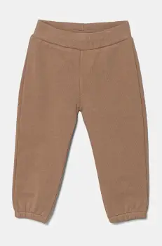 United Colors of Benetton pantaloni de trening din bumbac pentru bebelusi culoarea verde, uni, 3J70AF029 imagine