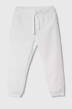 United Colors of Benetton pantaloni de trening din bumbac pentru copii culoarea alb, neted imagine