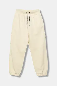 United Colors of Benetton pantaloni de trening din bumbac pentru copii culoarea bej, uni, 3J68CF06L imagine