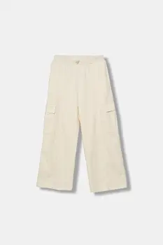 United Colors of Benetton pantaloni de trening din bumbac pentru copii culoarea bej, uni, 3NBMCF06O imagine