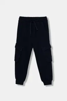 United Colors of Benetton pantaloni de trening din bumbac pentru copii culoarea bleumarin, uni, 3J68CF06I imagine