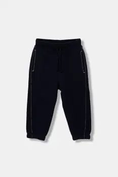 United Colors of Benetton pantaloni de trening din bumbac pentru copii culoarea bleumarin, uni, 3NBMGF053 imagine