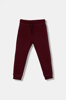 United Colors of Benetton pantaloni de trening din bumbac pentru copii culoarea bordo, uni, 3J68CF058 imagine