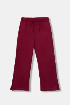 United Colors of Benetton pantaloni de trening din bumbac pentru copii culoarea bordo, uni, 3NBMCF06K imagine