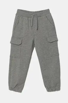 United Colors of Benetton pantaloni de trening din bumbac pentru copii culoarea gri, neted, 3UNIGF045 imagine