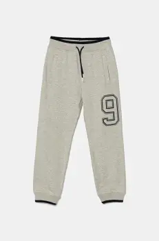 United Colors of Benetton pantaloni de trening din bumbac pentru copii culoarea gri, uni, 3BC1CF065 imagine