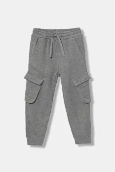 United Colors of Benetton pantaloni de trening din bumbac pentru copii culoarea gri, uni, 3J68CF06I imagine