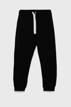 United Colors of Benetton pantaloni de trening din bumbac pentru copii culoarea negru, melanj imagine