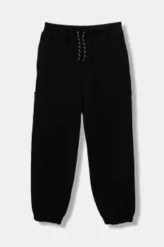 United Colors of Benetton pantaloni de trening din bumbac pentru copii culoarea negru, uni, 3J68CF06L imagine