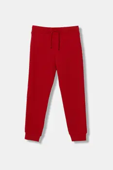 United Colors of Benetton pantaloni de trening din bumbac pentru copii culoarea rosu, uni, 3J68CF01P imagine