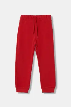 United Colors of Benetton pantaloni de trening din bumbac pentru copii culoarea rosu, uni, 3J68GF027 imagine