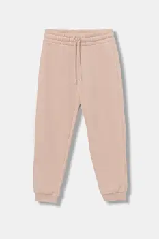 United Colors of Benetton pantaloni de trening din bumbac pentru copii culoarea roz, uni, 3J68CF02H imagine