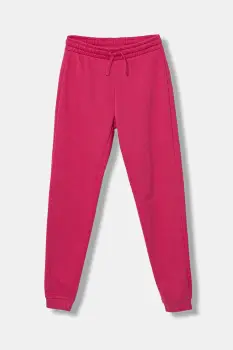 United Colors of Benetton pantaloni de trening din bumbac pentru copii culoarea roz, uni, 3J68CF02H imagine