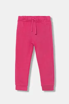 United Colors of Benetton pantaloni de trening din bumbac pentru copii culoarea roz, uni, 3J70GF01N imagine