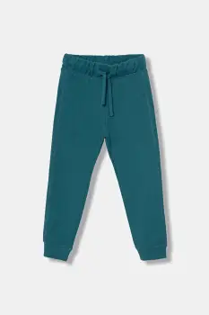 United Colors of Benetton pantaloni de trening din bumbac pentru copii culoarea turcoaz, uni, 3J68CF058 imagine