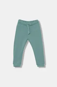 United Colors of Benetton pantaloni de trening din bumbac pentru copii culoarea turcoaz, uni, 3J70GF01N imagine