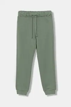 United Colors of Benetton pantaloni de trening din bumbac pentru copii culoarea verde, cu imprimeu, 3J68CF058 imagine