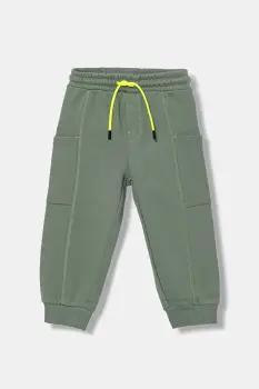 United Colors of Benetton pantaloni de trening din bumbac pentru copii culoarea verde, uni, 33NVGF052 imagine