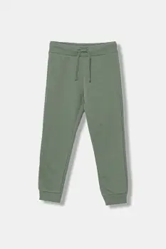 United Colors of Benetton pantaloni de trening din bumbac pentru copii culoarea verde, uni, 3J68CF01P imagine