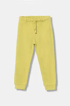 United Colors of Benetton pantaloni de trening din bumbac pentru copii culoarea verde, uni, 3J68GF027 imagine