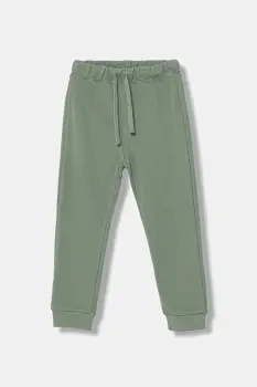 United Colors of Benetton pantaloni de trening din bumbac pentru copii culoarea verde, uni, 3J68GF027 imagine