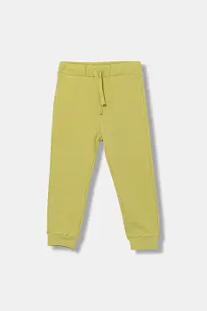 United Colors of Benetton pantaloni de trening din bumbac pentru copii culoarea verde, uni, 3J70GF010 imagine