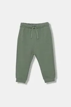 United Colors of Benetton pantaloni de trening din bumbac pentru copii culoarea verde, uni, 3J70GF010 imagine
