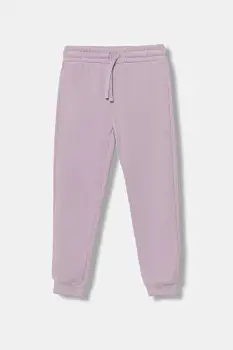 United Colors of Benetton pantaloni de trening din bumbac pentru copii culoarea violet, uni, 3J68CF02H imagine
