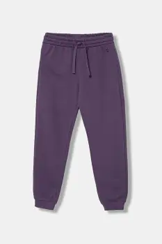 United Colors of Benetton pantaloni de trening din bumbac pentru copii culoarea violet, uni, 3J68CF02H imagine