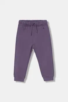 United Colors of Benetton pantaloni de trening din bumbac pentru copii culoarea violet, uni, 3J70GF01N imagine