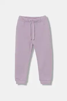 United Colors of Benetton pantaloni de trening din bumbac pentru copii culoarea violet, uni, 3J70GF01N imagine